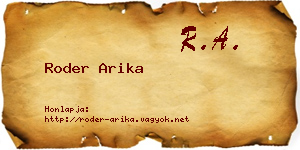 Roder Arika névjegykártya